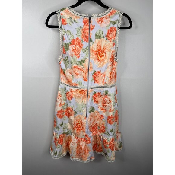 NWT Alice + Olivia Kirean Floral Mini Dress Garden Lace Trim Size 6 Orange Green - Picture 5 of 8